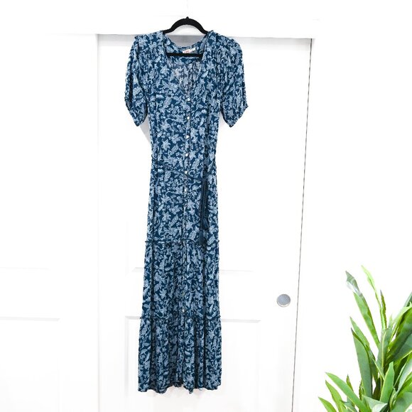 Faherty Small Floral Orinda Maxi Dress with Tie Waist - Picture 2 of 9